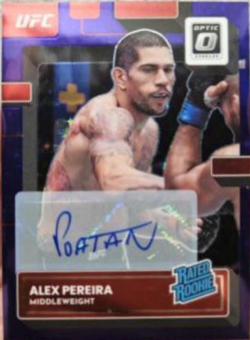 Alex Pereira 2023 Panini Donruss Optic UFC Base Rated Rookies Signatures #108 Purple Stars