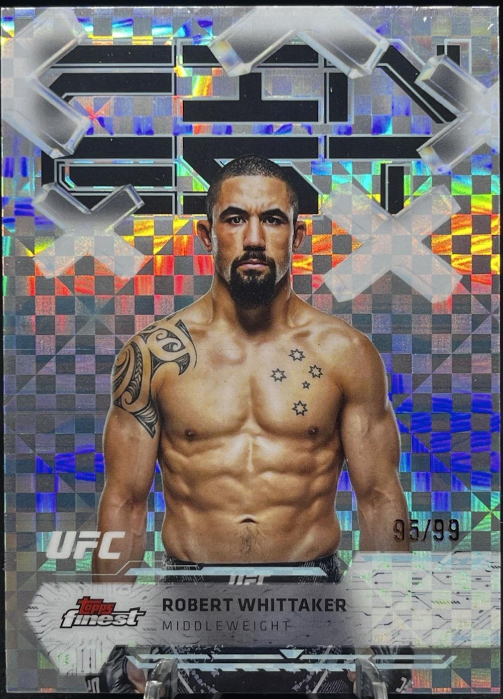 Robert Whittaker 2025 Topps Finest UFC Base Common #71 Blue Checkerboard Refractor