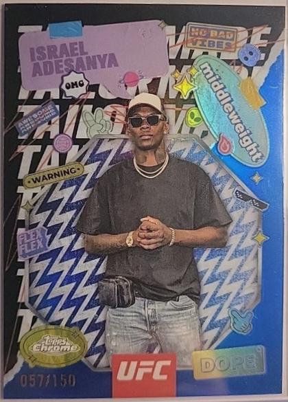 Israel Adesanya 2025 Topps Chrome UFC Tailor Made #TRM-4 Blue Refractor