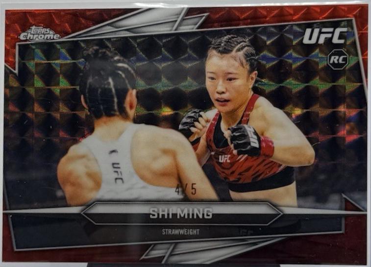 Shi Ming 2026 Topps Chrome UFC Base #129 Red Geometric Refractor