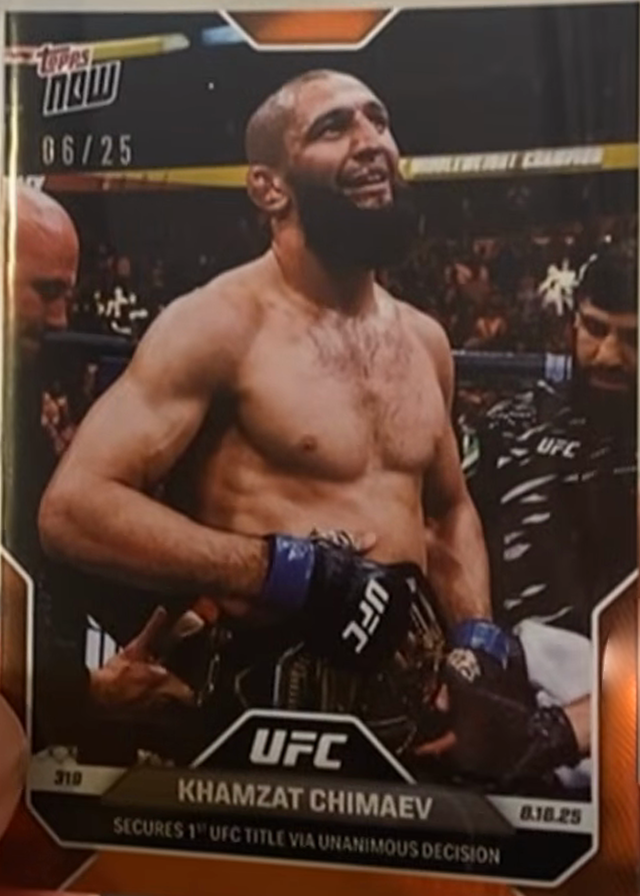 Khamzat Chimaev Topps Now UFC Base #28 Orange Foil