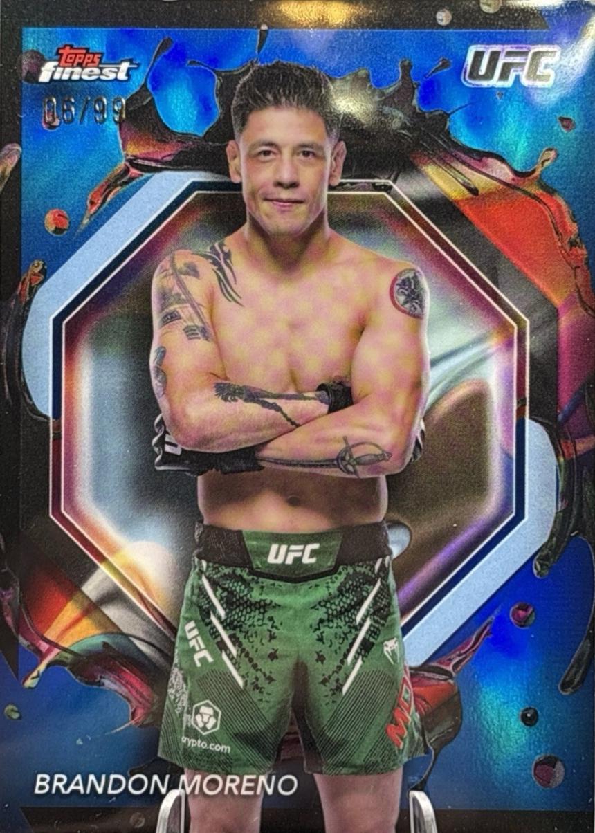 Brandon Moreno 2024 Topps Finest UFC Base Rare #255 Blue Refractor