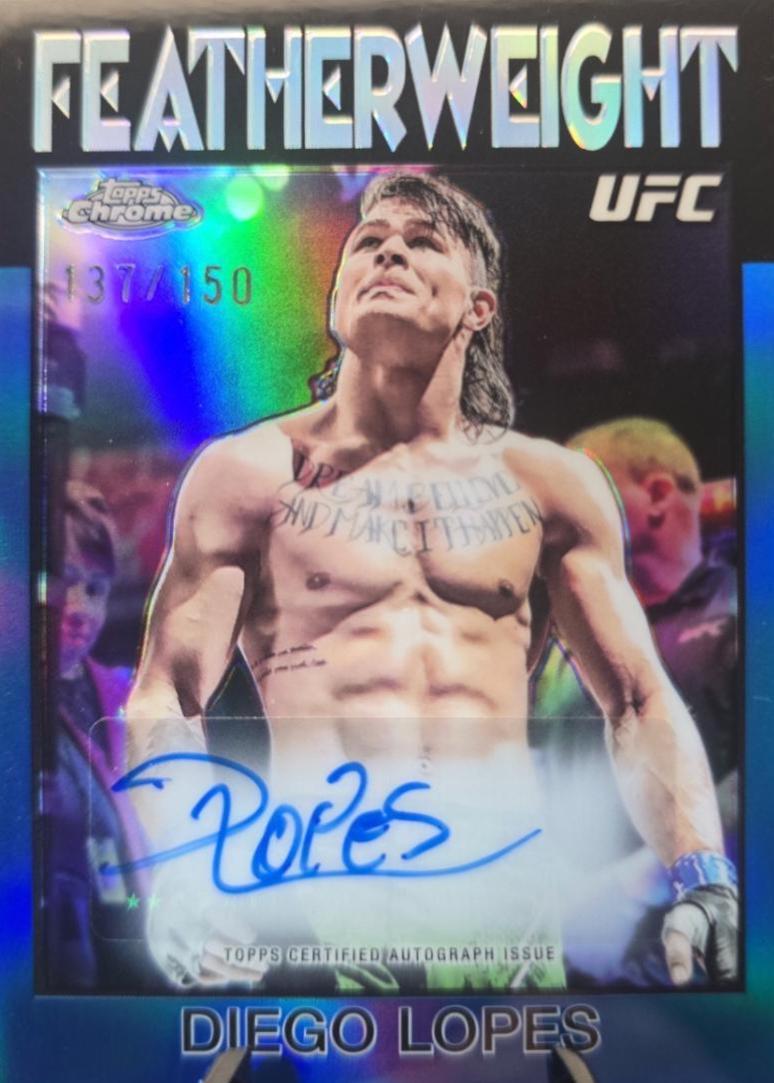 Diego Lopes 2026 Topps Chrome UFC 1986 Topps Signatures #86S-DL Blue Refractor