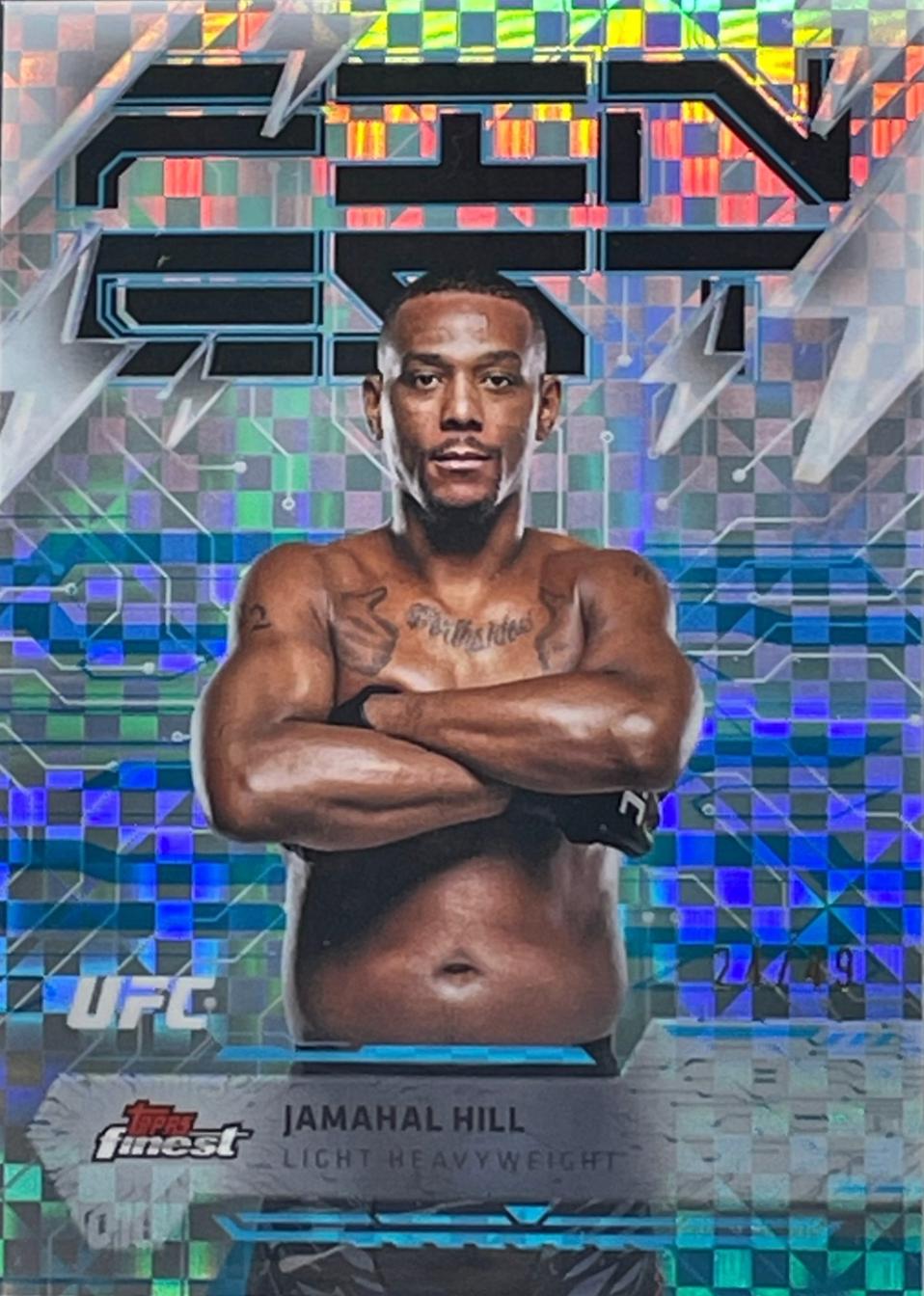 Jamahal Hill 2025 Topps Finest UFC Base Rare #227 Blue Checkerboard Refractor