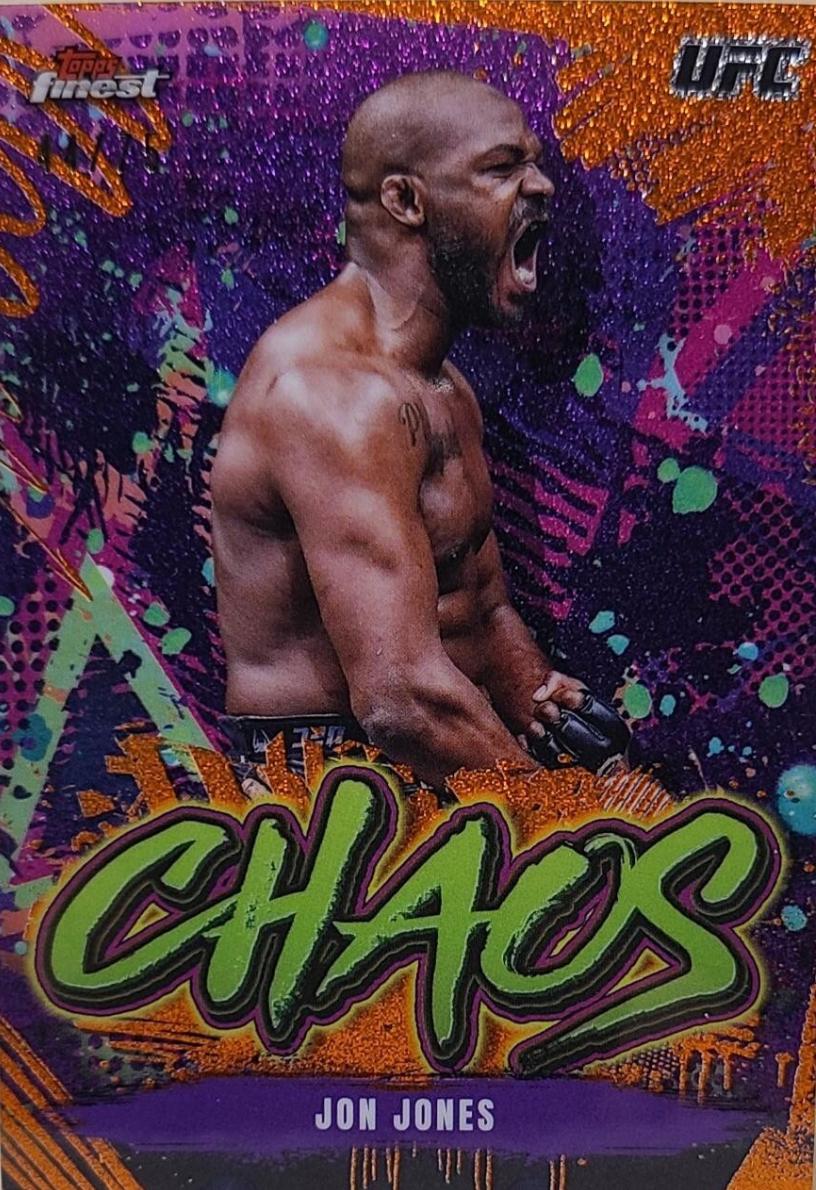 Jon Jones 2024 Topps Finest UFC Chaos #CHA-16 Tangerine Glitter Refractor