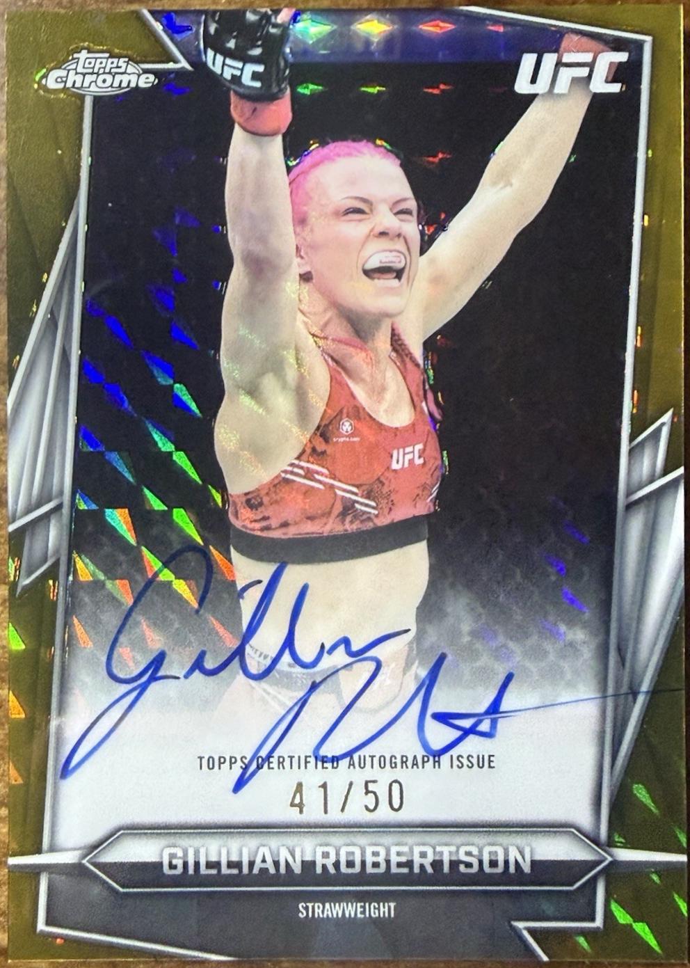 Gillian Robertson 2026 Topps Chrome UFC Base Autographs #BAV-GR Gold Geometric Refractor