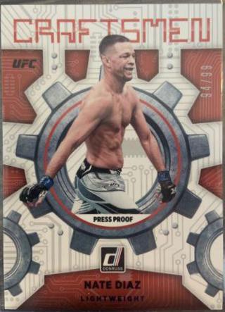 Nate Diaz 2022 Panini Donruss UFC Craftsmen #7 Press Proof Purple