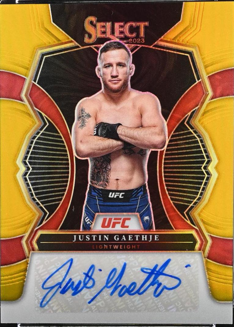 Justin Gaethje 2023 Panini Select UFC Signatures #12 Cracked Ice