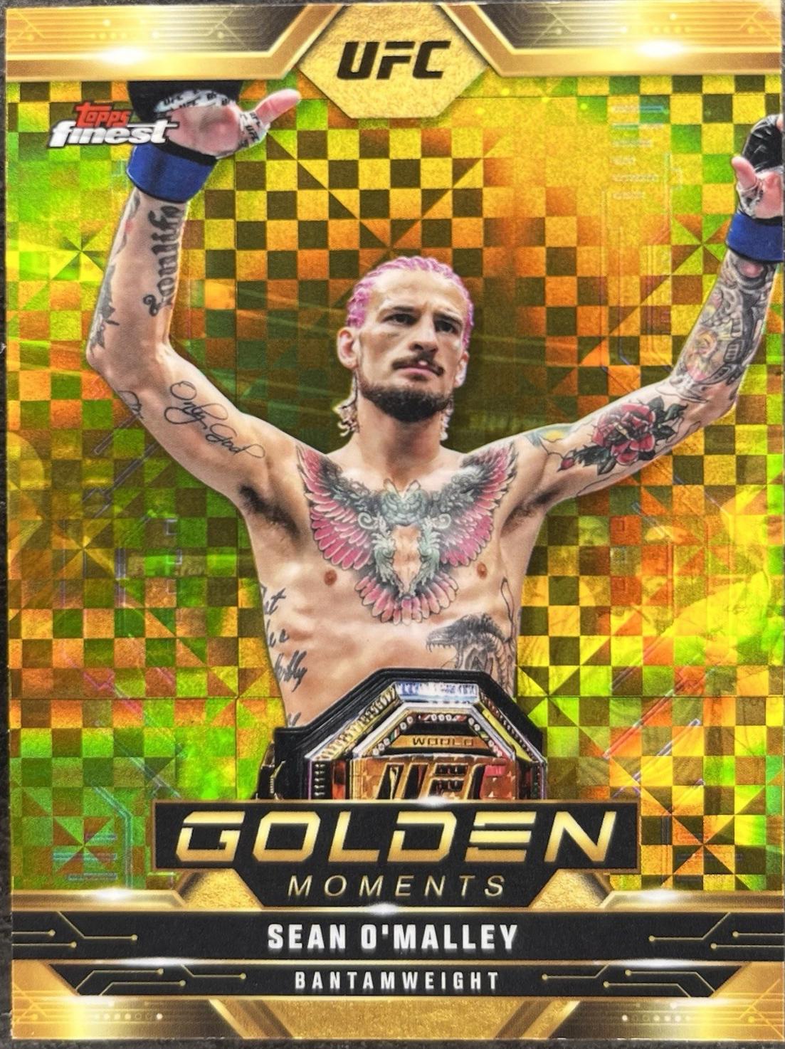 Sean O'Malley 2025 Topps Finest UFC Golden Moments #GM-5 Checkerboard Refractor