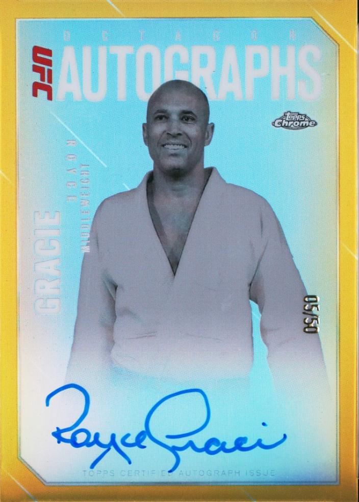 Royce Gracie 2025 Topps Chrome UFC Octagon Legends Autographs #OLA-RG Gold Refractor
