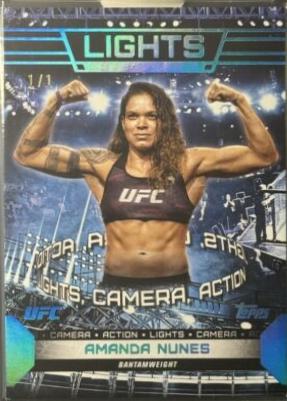 Amanda Nunes 2024 Topps Knockout UFC Lights (Lights, Camera, Action) #LTS-17 Platinum