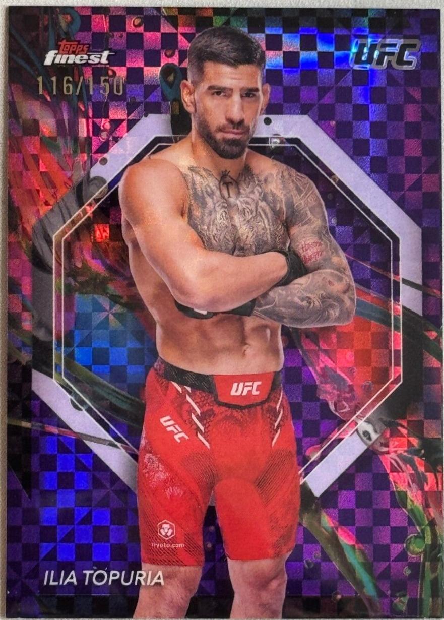 Ilia Topuria 2024 Topps Finest UFC Base Common #100 Purple Checkerboard Refractor