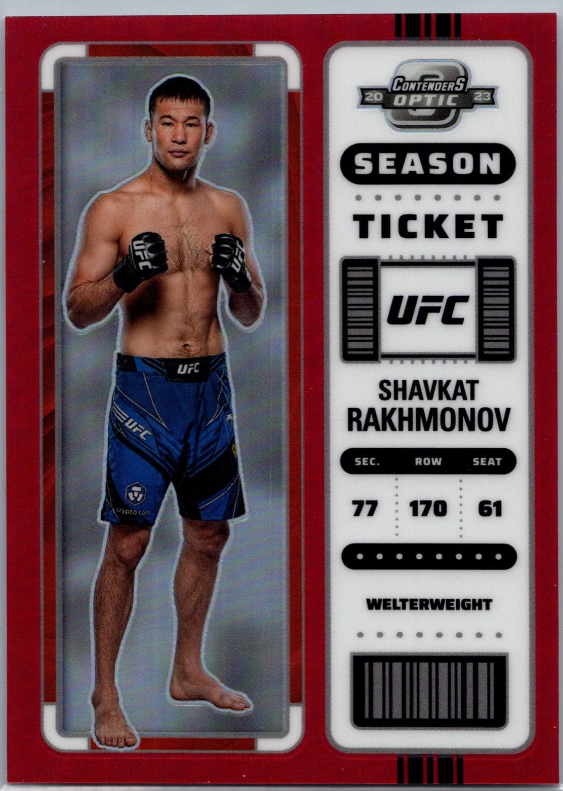 Shavkat Rakhmonov 2023 Panini Chronicles UFC Base Contenders Optic Season Ticket #367 Red