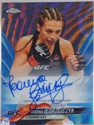 Joanna Jędrzejczyk 2018 Topps Chrome UFC Fighter Autographs #FA-JJ Blue Wave