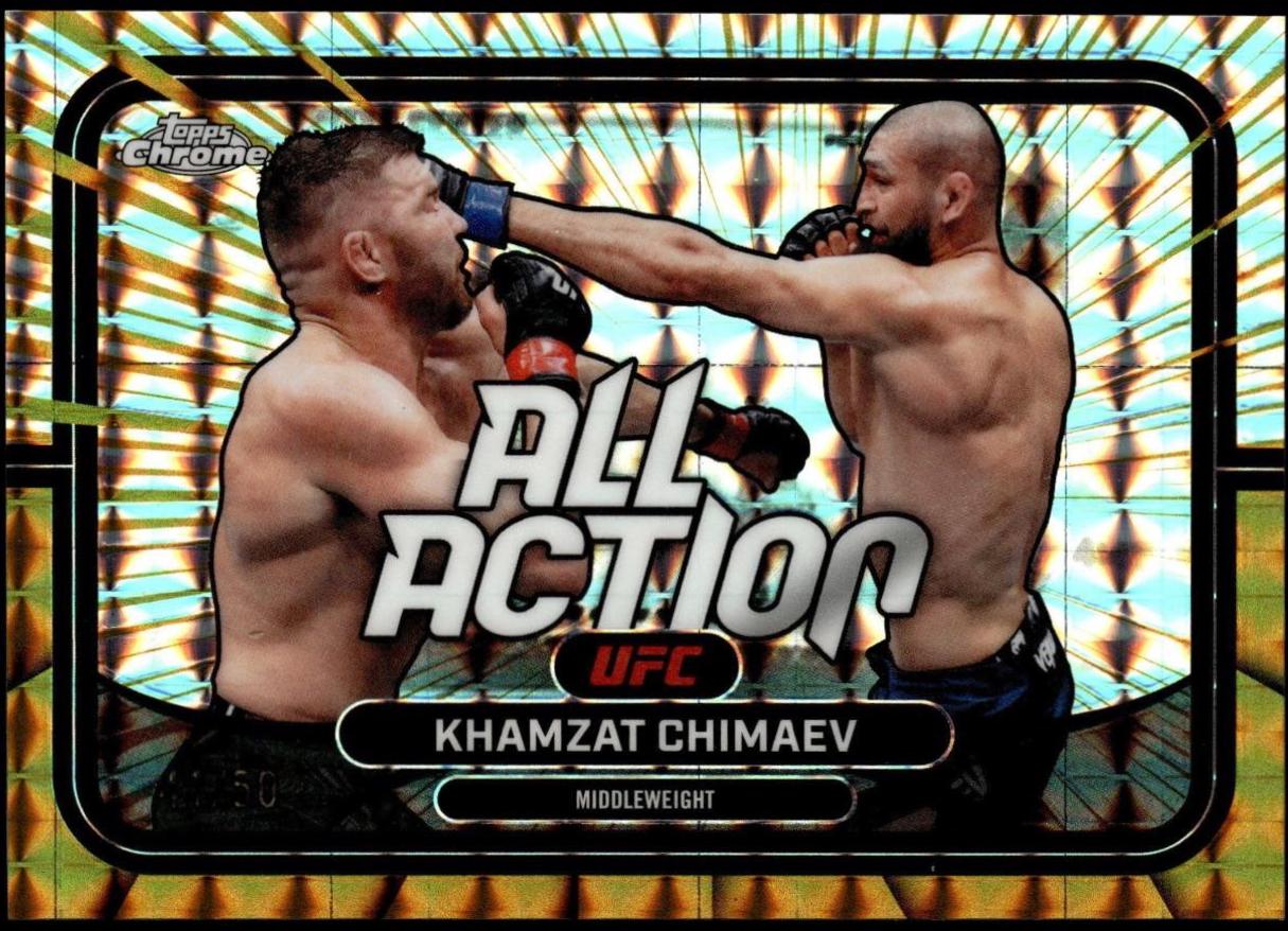 Khamzat Chimaev 2026 Topps Chrome UFC All-Action #AA-16 Gold Geometric Refractor