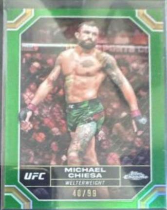 Michael Chiesa 2024 Topps Chrome UFC Base #137 Green Refractor