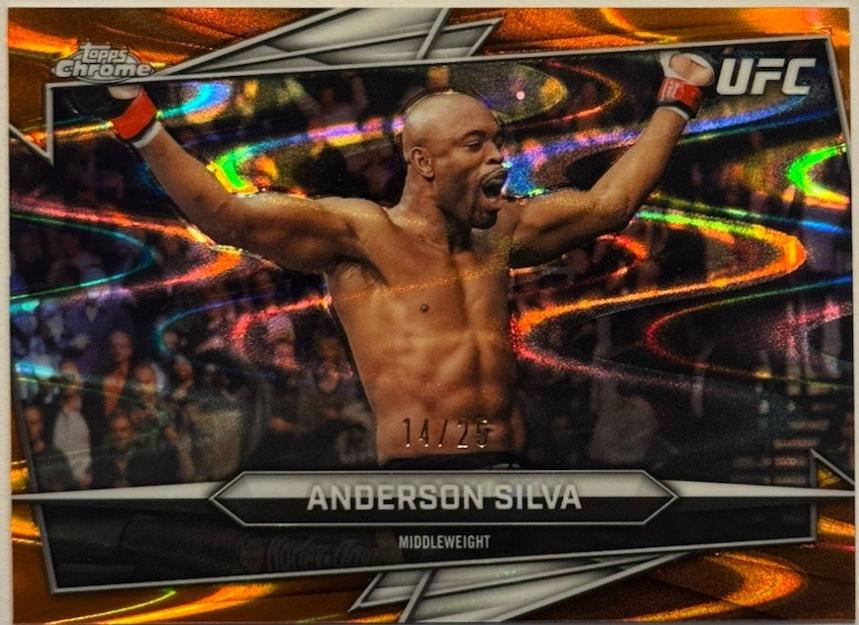 Anderson Silva 2026 Topps Chrome UFC Base #14 Orange Ray Wave Refractor