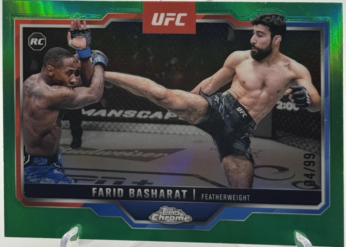 Farid Basharat 2025 Topps Chrome UFC Base #132 Green Refractor