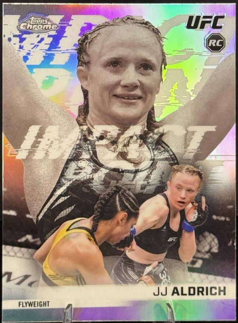 JJ Aldrich 2026 Topps Chrome UFC Impact Point #IP-17 Gold Refractor