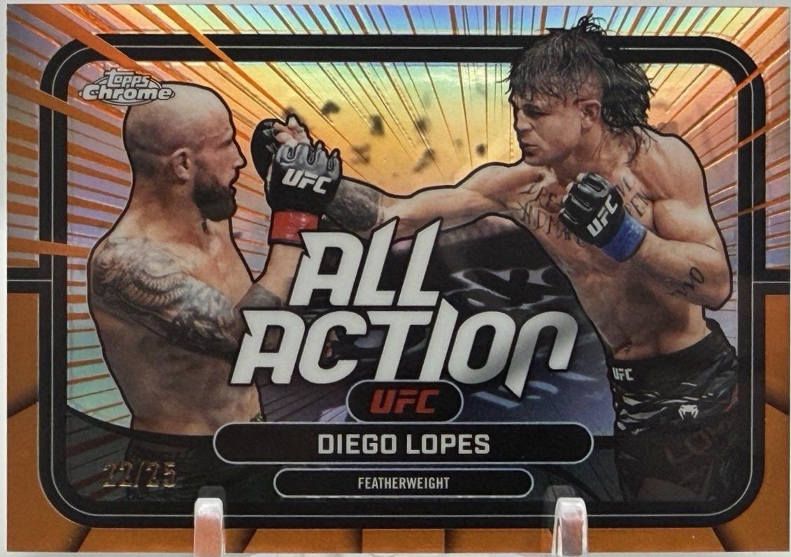 Diego Lopes 2026 Topps Chrome UFC All-Action #AA-24 Orange Refractor