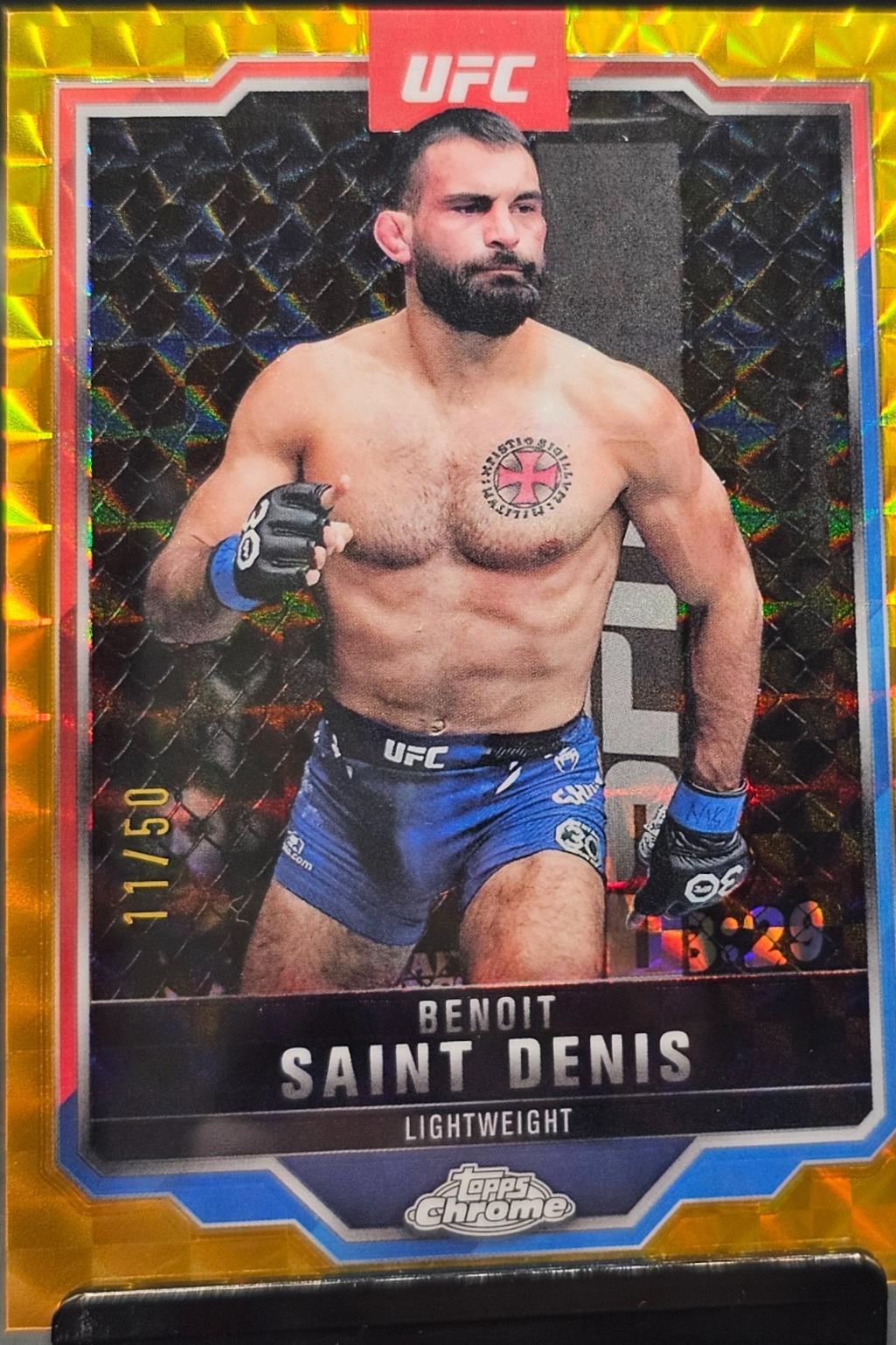 Benoit Saint Denis 2025 Topps Chrome UFC Base #162 Gold Geometric Refractor