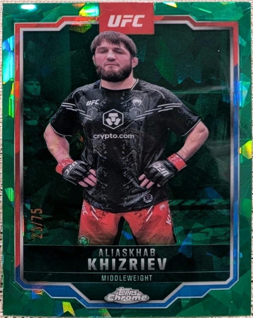 Aliaskhab Khizriev 2025 Topps Chrome Sapphire UFC Base Sapphire #196 Green Sapphire