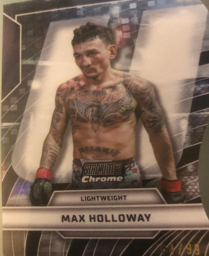 Max Holloway 2026 Topps Stadium Club UFC Triumvirates #TV-7 Black Refractor