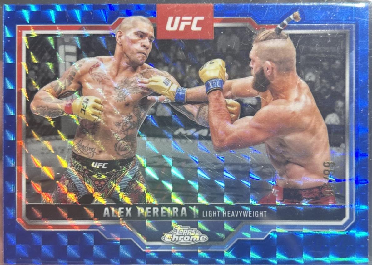 Alex Pereira 2025 Topps Chrome UFC Base #2 Blue Geometric Refractor