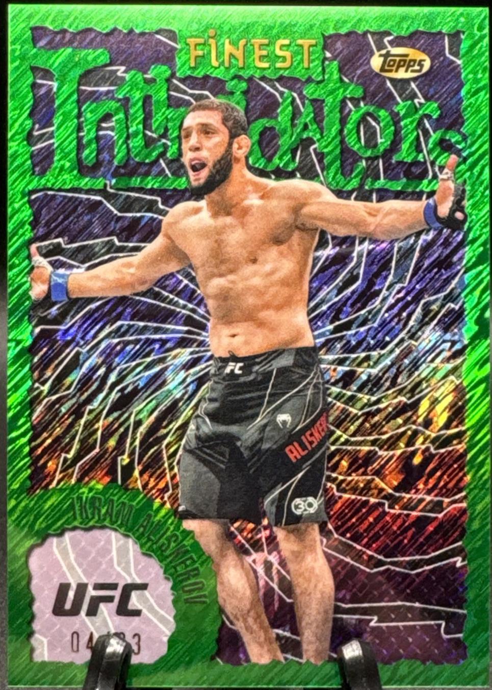 Ikram Aliskerov 2024 Topps Finest UFC Intimidators #INT-25 Green Shimmer Refractor