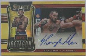 Santiago Ponzinibbio 2022 Panini Select UFC Octagon Action Signatures #19 Gold