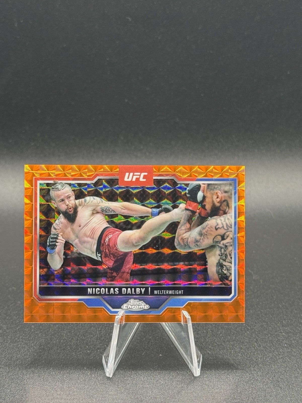 Nicolas Dalby 2025 Topps Chrome UFC Base #42 Orange Geometric Refractor