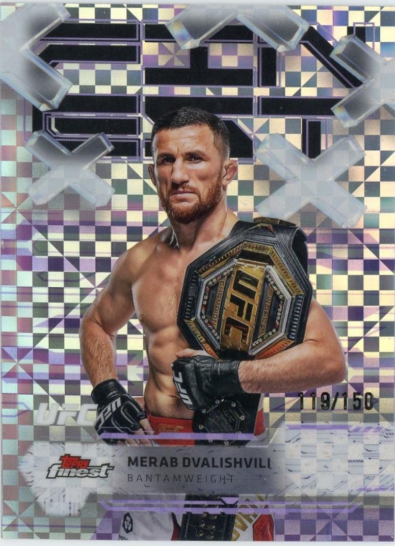 Merab Dvalishvili 2025 Topps Finest UFC Base Common #36 Purple Checkerboard Refractor