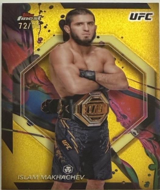 Islam Makhachev 2024 Topps Finest UFC Base Common #63 Yellow Glitter Refractor