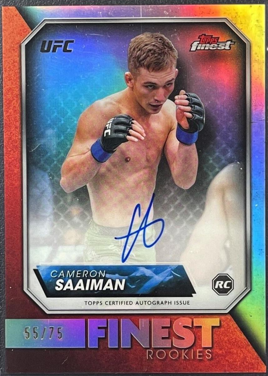 Cameron Saaiman 2024 Topps Finest UFC Rookie Finest Autographs #RFA-CN Blue Checkerboard Refractor