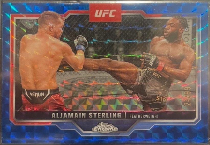 Aljamain Sterling 2025 Topps Chrome UFC Base #64 Blue Geometric Refractor