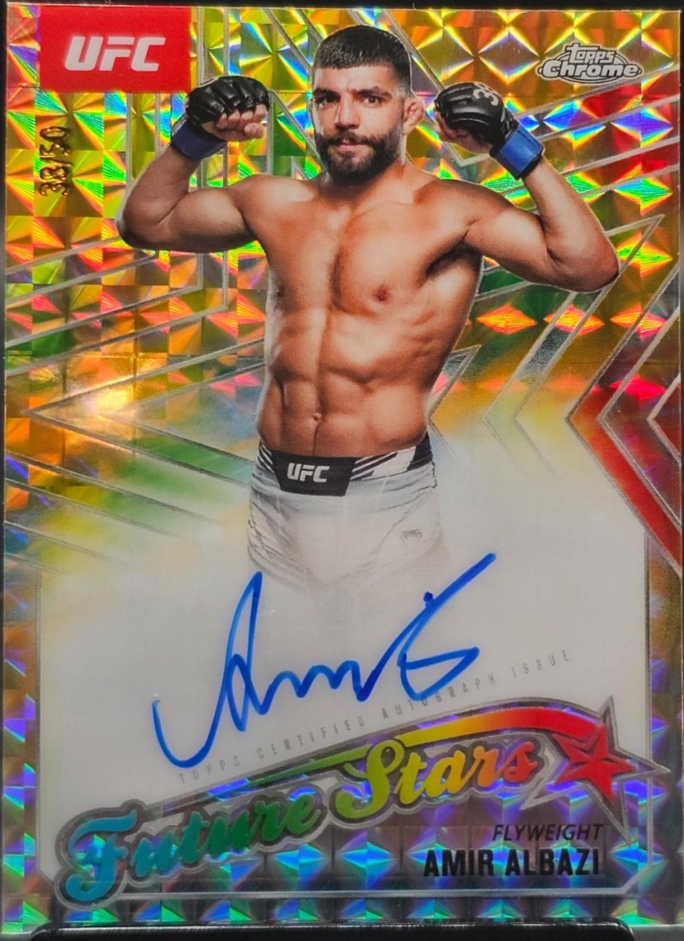 Amir Albazi 2025 Topps Chrome UFC Future Stars Autographs #FSA-AA Geometric Gold Refractor