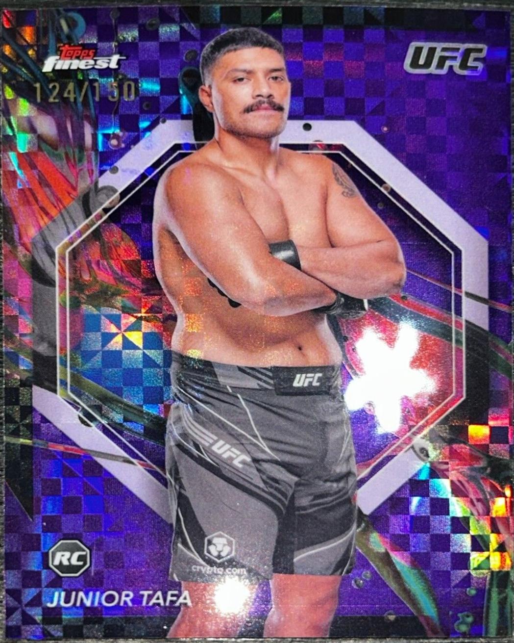 Junior Tafa 2024 Topps Finest UFC Base Common #51 Purple Checkerboard Refractor
