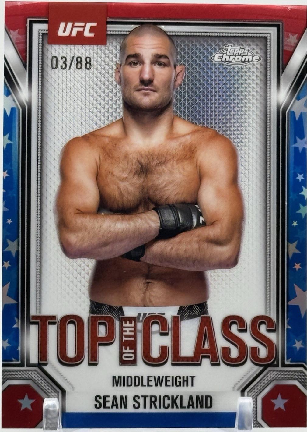 Sean Strickland 2025 Topps Chrome UFC Top of the Class #TTC-5 Red White Blue Refractor