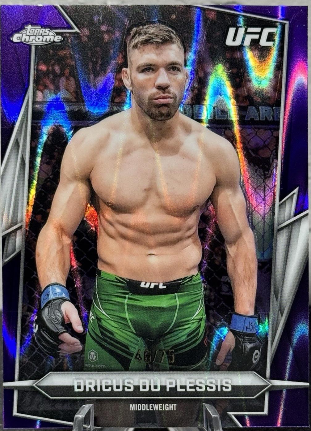 Dricus Du Plessis 2026 Topps Chrome UFC Base #10 Purple Ray Wave Refractor