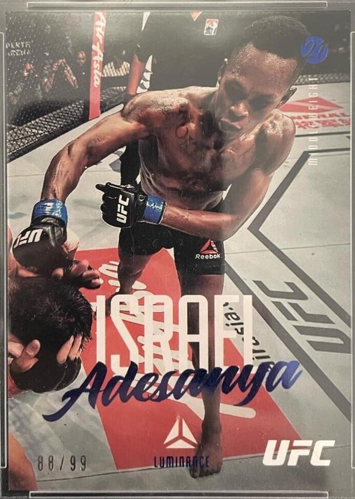 Israel Adesanya 2021 Panini Chronicles UFC Base Luminance #60 Blue