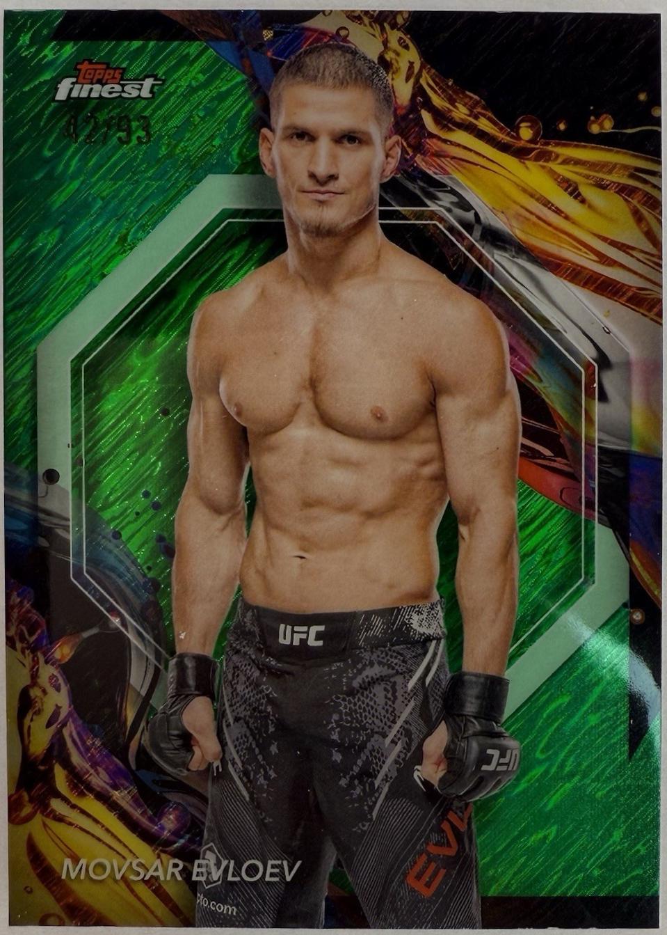 Movsar Evloev 2024 Topps Finest UFC Base Uncommon #174 Green Shimmer Refractor