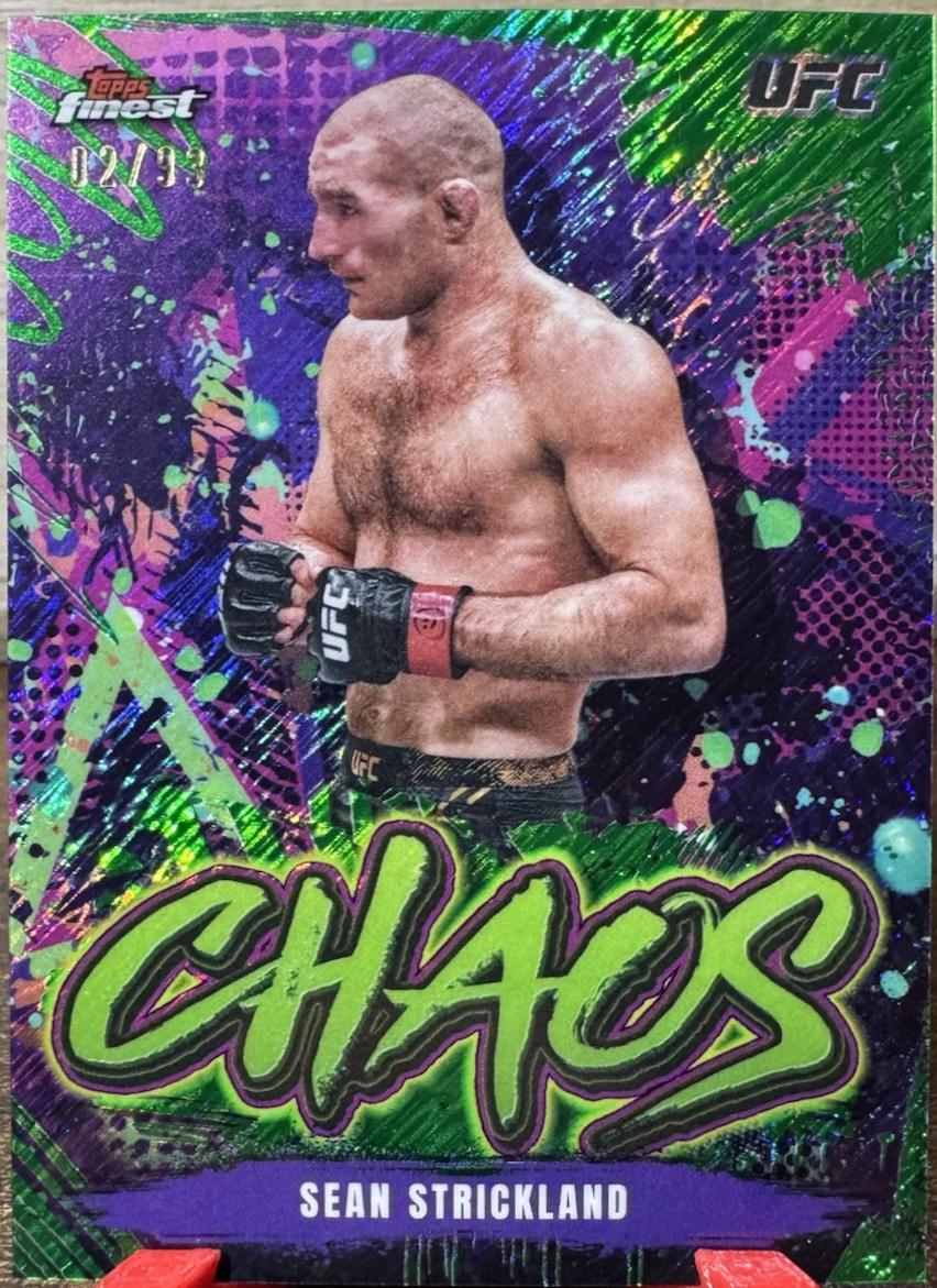 Sean Strickland 2024 Topps Finest UFC Chaos #CHA-11 Green Shimmer Refractor