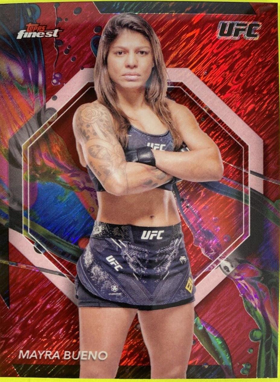 Mayra Bueno 2024 Topps Finest UFC Base Common #5 Red Shimmer Refractor