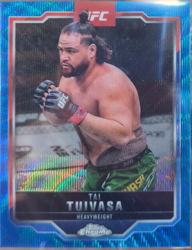 Tai Tuivasa 2025 Topps Chrome UFC Base #53 Blue Wave Refractor