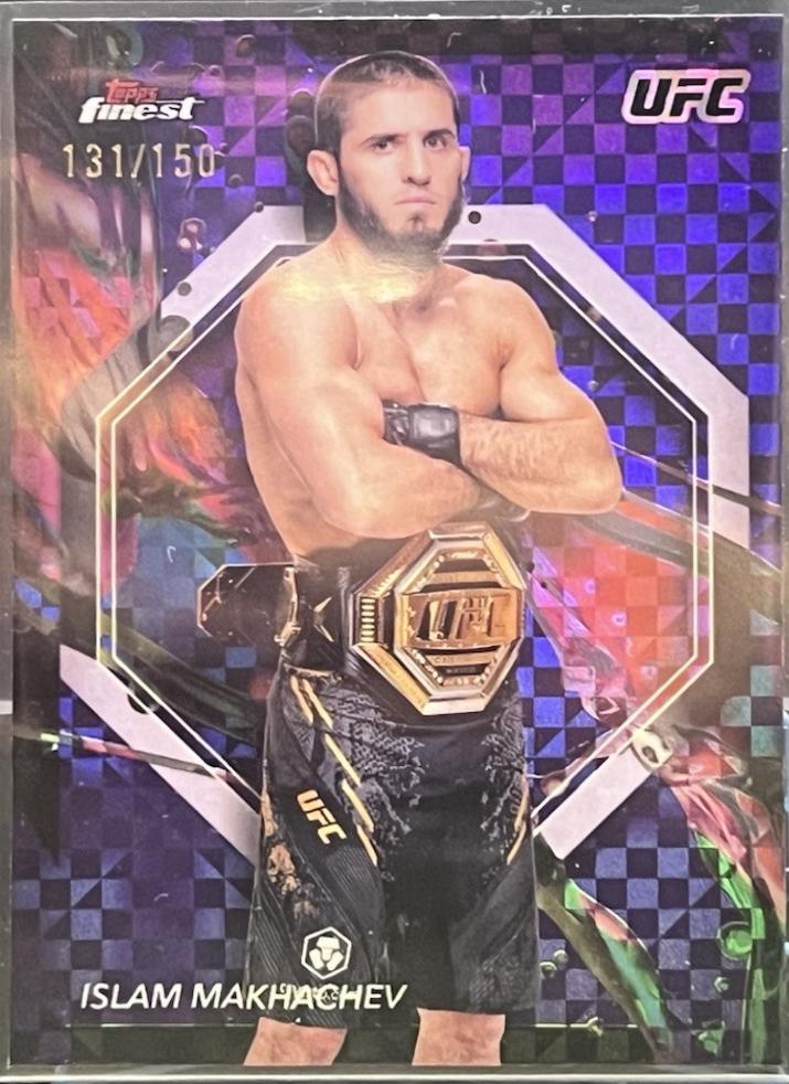 Islam Makhachev 2024 Topps Finest UFC Base Common #63 Purple Checkerboard Refractor