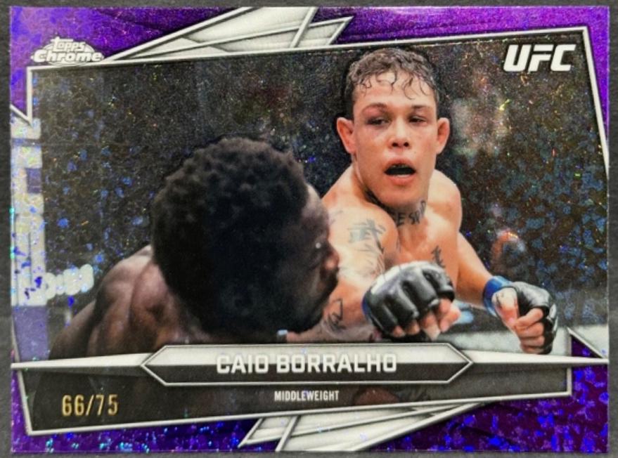 Caio Borralho 2026 Topps Chrome UFC Base #76 Purple Ray Wave Refractor