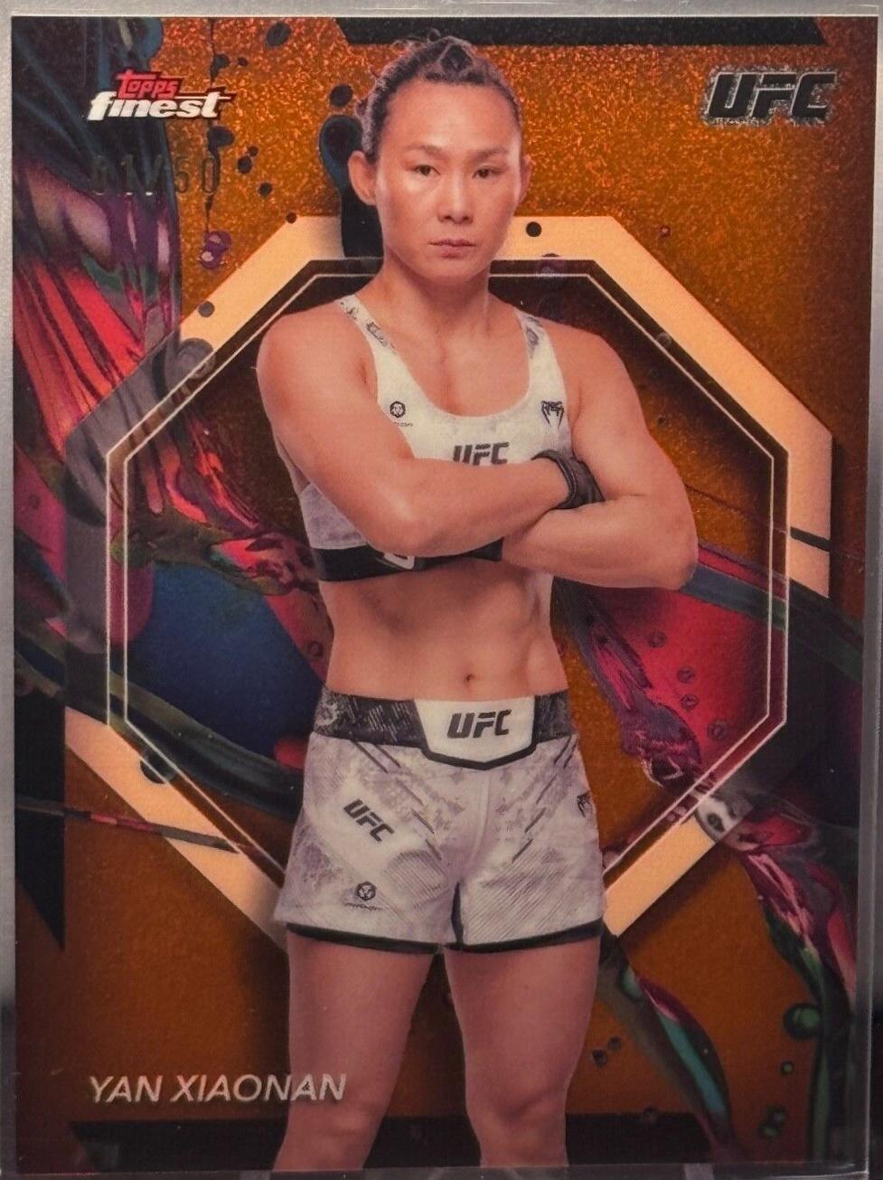 Yan Xiaonan 2024 Topps Finest UFC Base Common #9 Tangerine Glitter Refractor