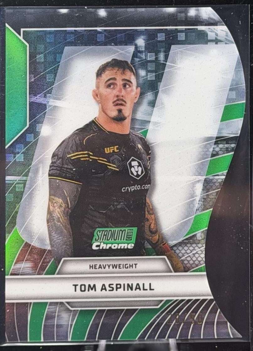 Tom Aspinall 2026 Topps Stadium Club UFC Triumvirates #TV-13 Green Refractor