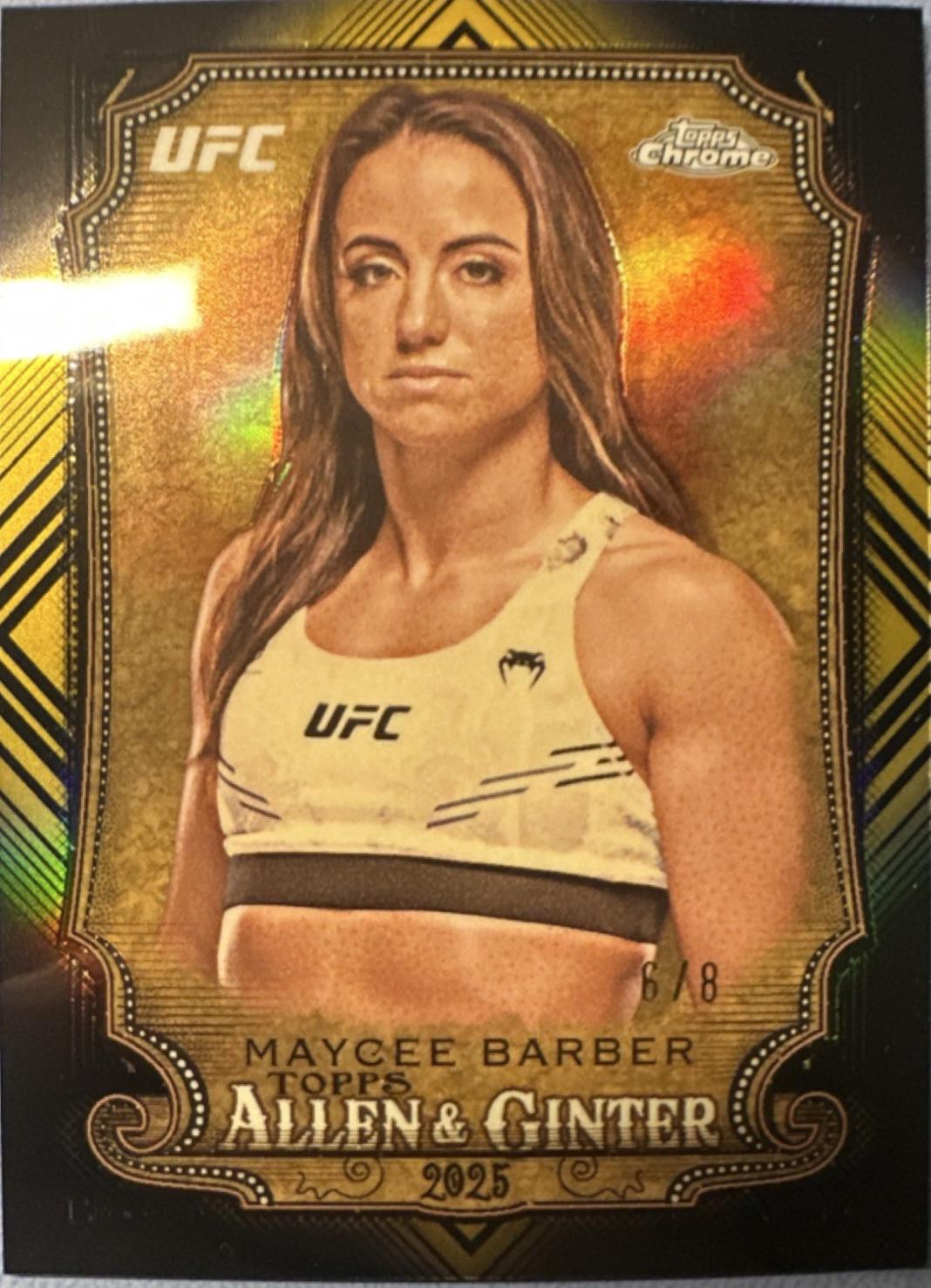 Maycee Barber 2025 Topps Chrome UFC Allen & Ginter #AAG-3 Black & Gold Refractor