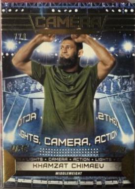 Khamzat Chimaev 2024 Topps Knockout UFC Camera (Lights, Camera, Action) #CAM-12 Gold